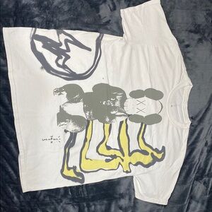 Kaws Graphic T-Shirt in White and Yellow